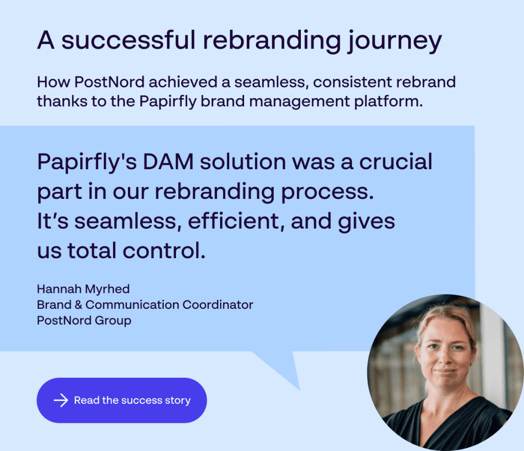 Asset linking through to the rebranding journey of Papirfly customer PostNord